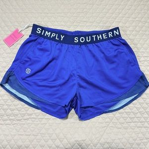 Simply Southern Athletic Shorts. Size M. Blue & White. Side Pockets. NWT.